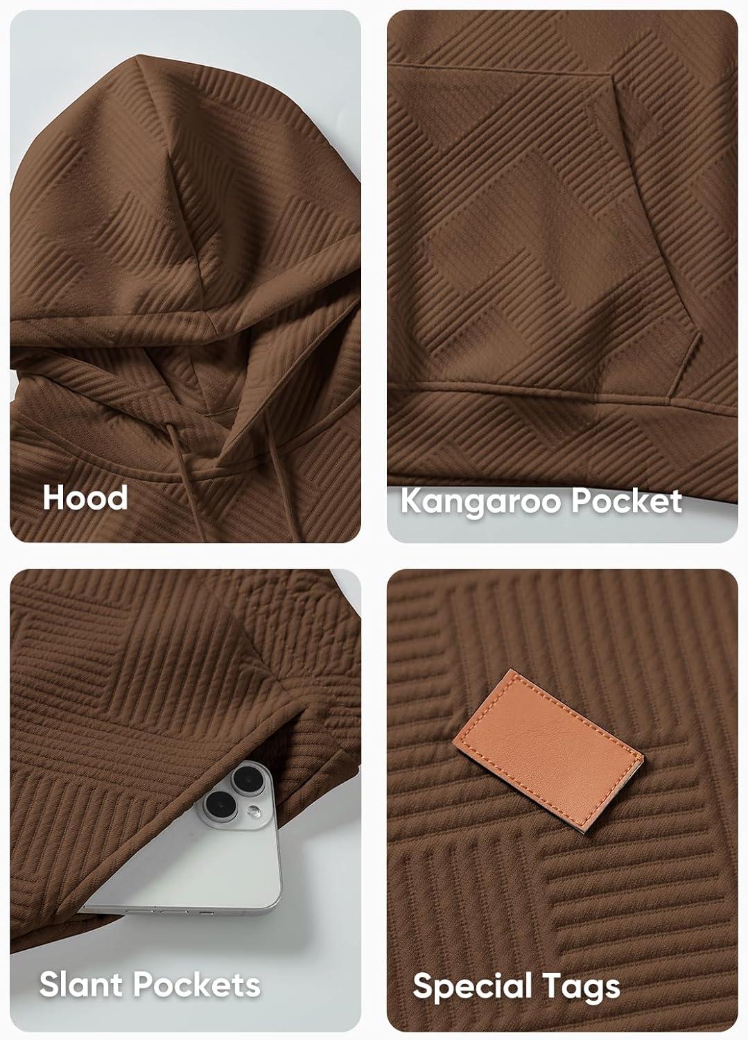 imageJMIERR Mens 2 Piece Jacquard Sweatsuit Outfits Hoodie Sweatshirt ampamp Joggers Sweatpants Set TracksuitCoffee