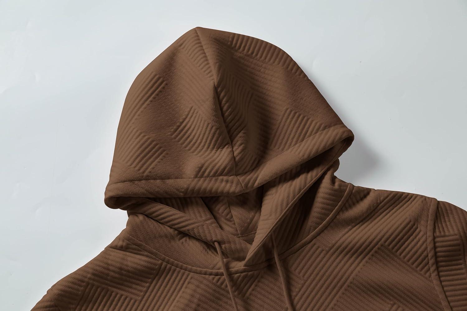 imageJMIERR Mens 2 Piece Jacquard Sweatsuit Outfits Hoodie Sweatshirt ampamp Joggers Sweatpants Set TracksuitCoffee