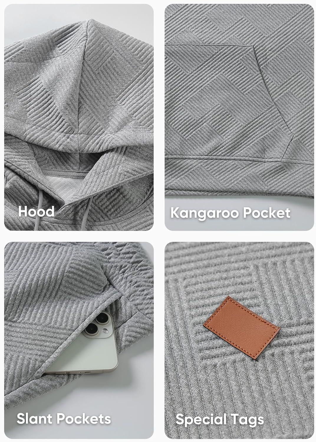 imageJMIERR Mens 2 Piece Jacquard Sweatsuit Outfits Hoodie Sweatshirt ampamp Joggers Sweatpants Set TracksuitGrey