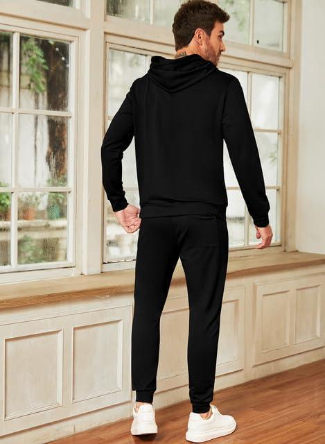 imageJMIERR Mens 2 Piece Outfits Hoodie Sweatshirt Tracksuit ampamp Joggers Sweatpants Sweatsuit SetA Black
