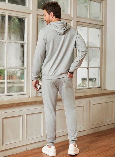 imageJMIERR Mens 2 Piece Outfits Hoodie Sweatshirt Tracksuit ampamp Joggers Sweatpants Sweatsuit SetA Grey