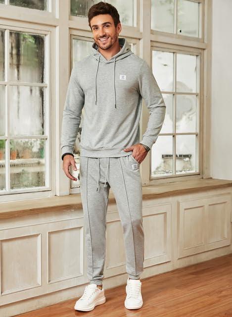 imageJMIERR Mens 2 Piece Outfits Hoodie Sweatshirt Tracksuit ampamp Joggers Sweatpants Sweatsuit SetA Grey