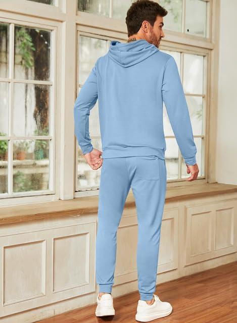 imageJMIERR Mens 2 Piece Outfits Hoodie Sweatshirt Tracksuit ampamp Joggers Sweatpants Sweatsuit SetB Blue