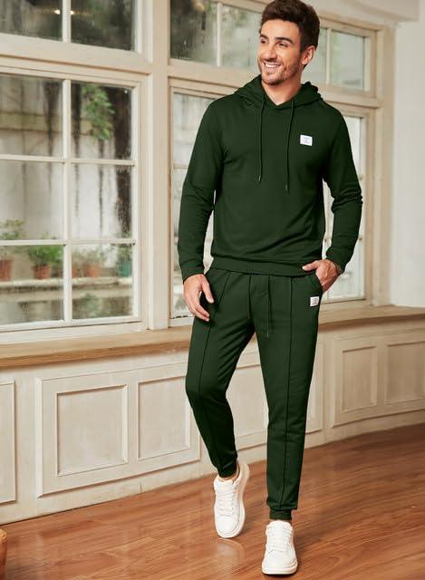 imageJMIERR Mens 2 Piece Outfits Hoodie Sweatshirt Tracksuit ampamp Joggers Sweatpants Sweatsuit SetB Green