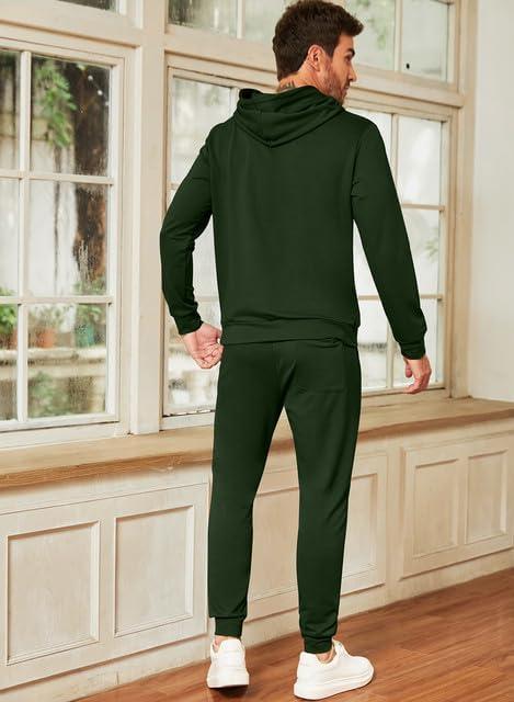 imageJMIERR Mens 2 Piece Outfits Hoodie Sweatshirt Tracksuit ampamp Joggers Sweatpants Sweatsuit SetB Green