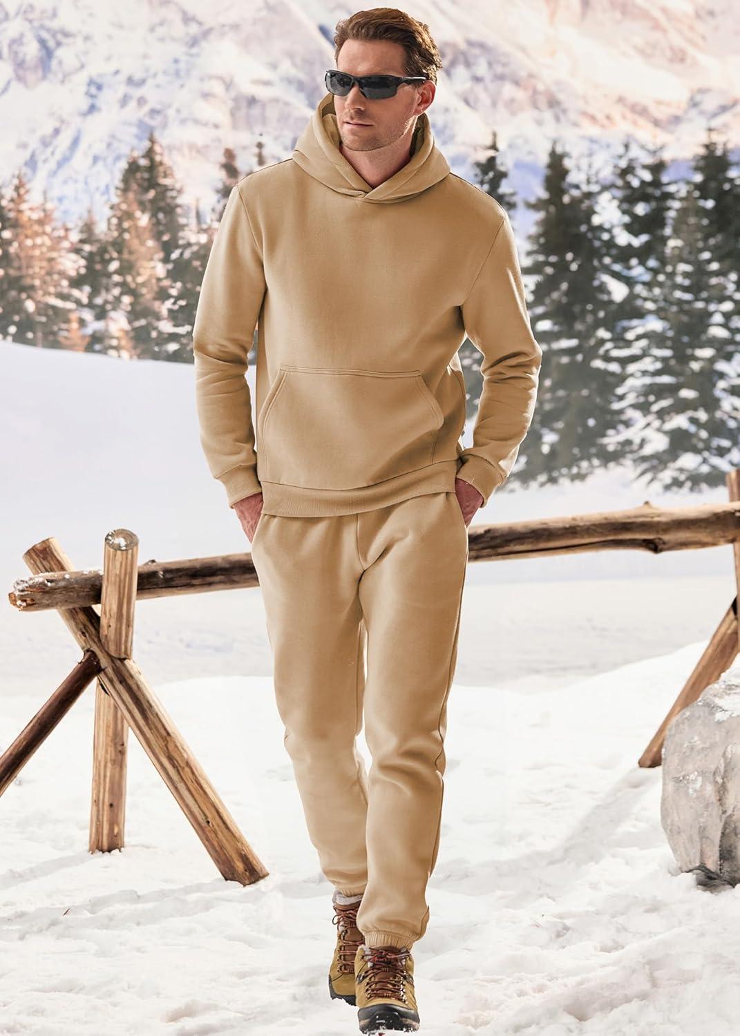 imageJMIERR Mens 2 Piece Outfits Hoodie Sweatshirt Tracksuit ampamp Joggers Sweatpants Sweatsuit SetBeige