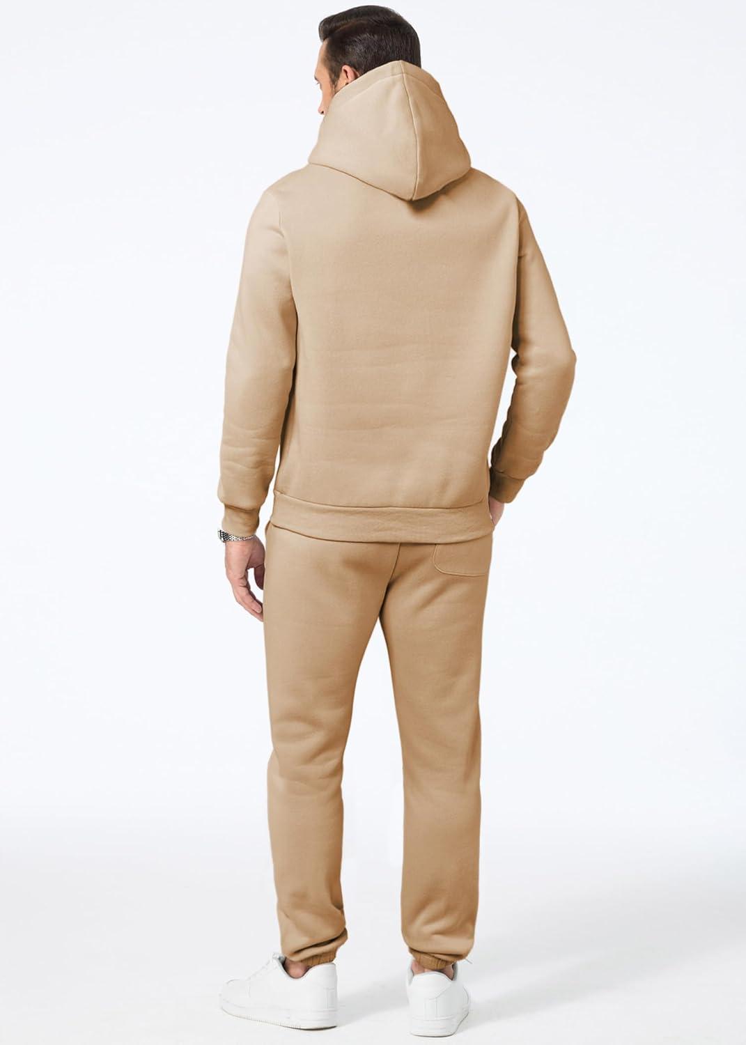 imageJMIERR Mens 2 Piece Outfits Hoodie Sweatshirt Tracksuit ampamp Joggers Sweatpants Sweatsuit SetBeige