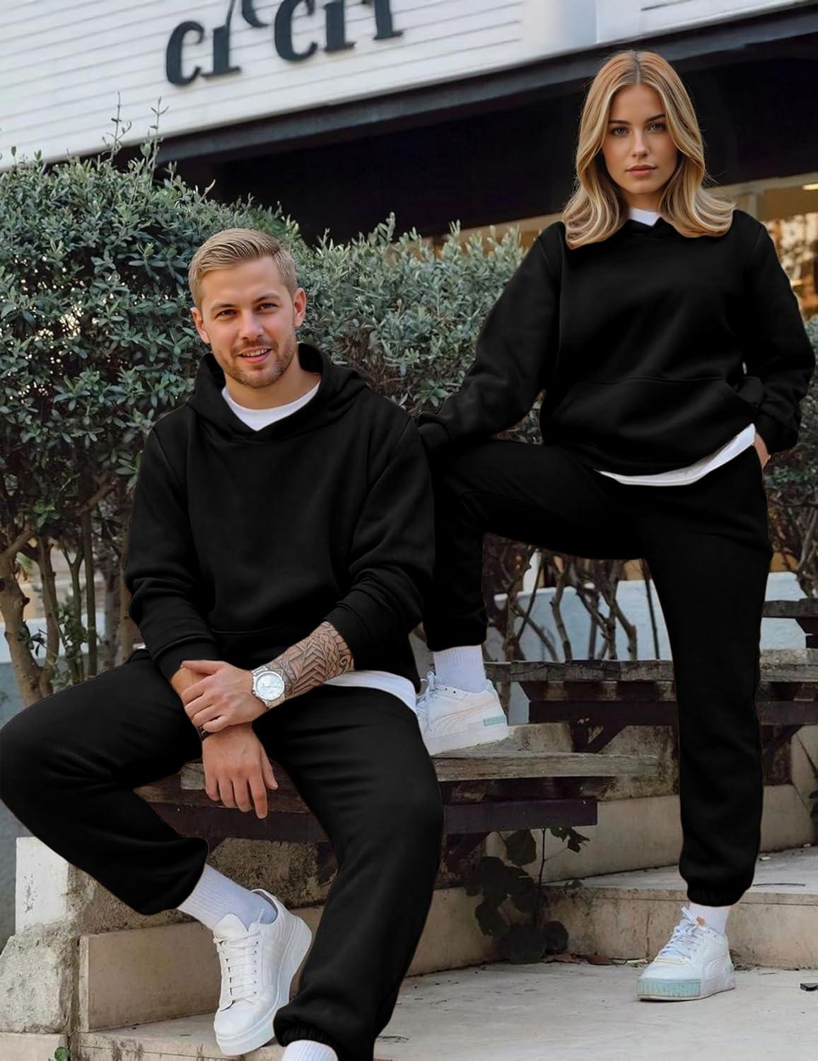 imageJMIERR Mens 2 Piece Outfits Hoodie Sweatshirt Tracksuit ampamp Joggers Sweatpants Sweatsuit SetBlack