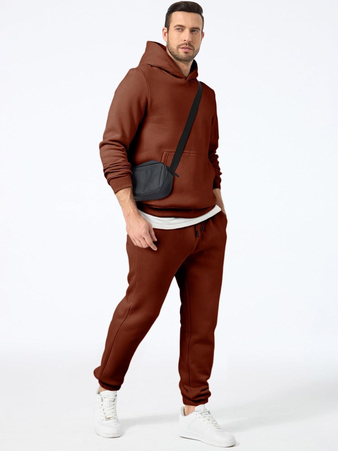imageJMIERR Mens 2 Piece Outfits Hoodie Sweatshirt Tracksuit ampamp Joggers Sweatpants Sweatsuit SetCaramel