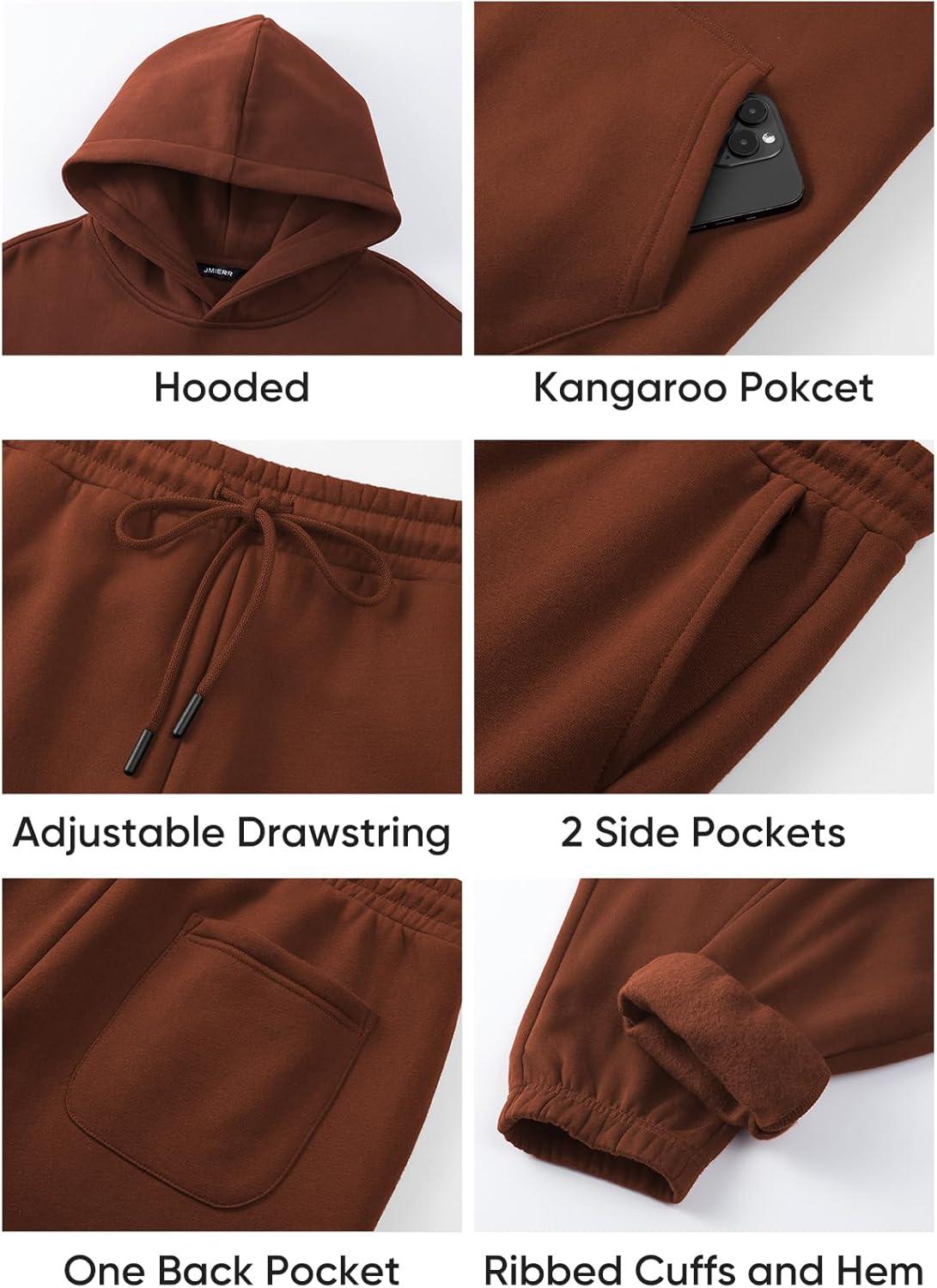 imageJMIERR Mens 2 Piece Outfits Hoodie Sweatshirt Tracksuit ampamp Joggers Sweatpants Sweatsuit SetCaramel
