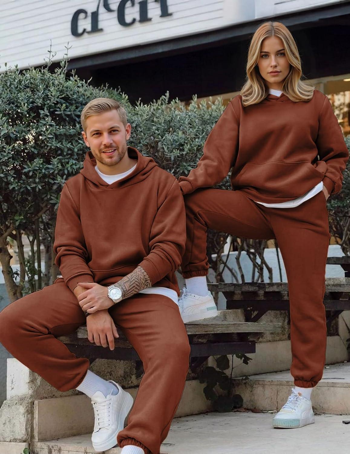 imageJMIERR Mens 2 Piece Outfits Hoodie Sweatshirt Tracksuit ampamp Joggers Sweatpants Sweatsuit SetCaramel