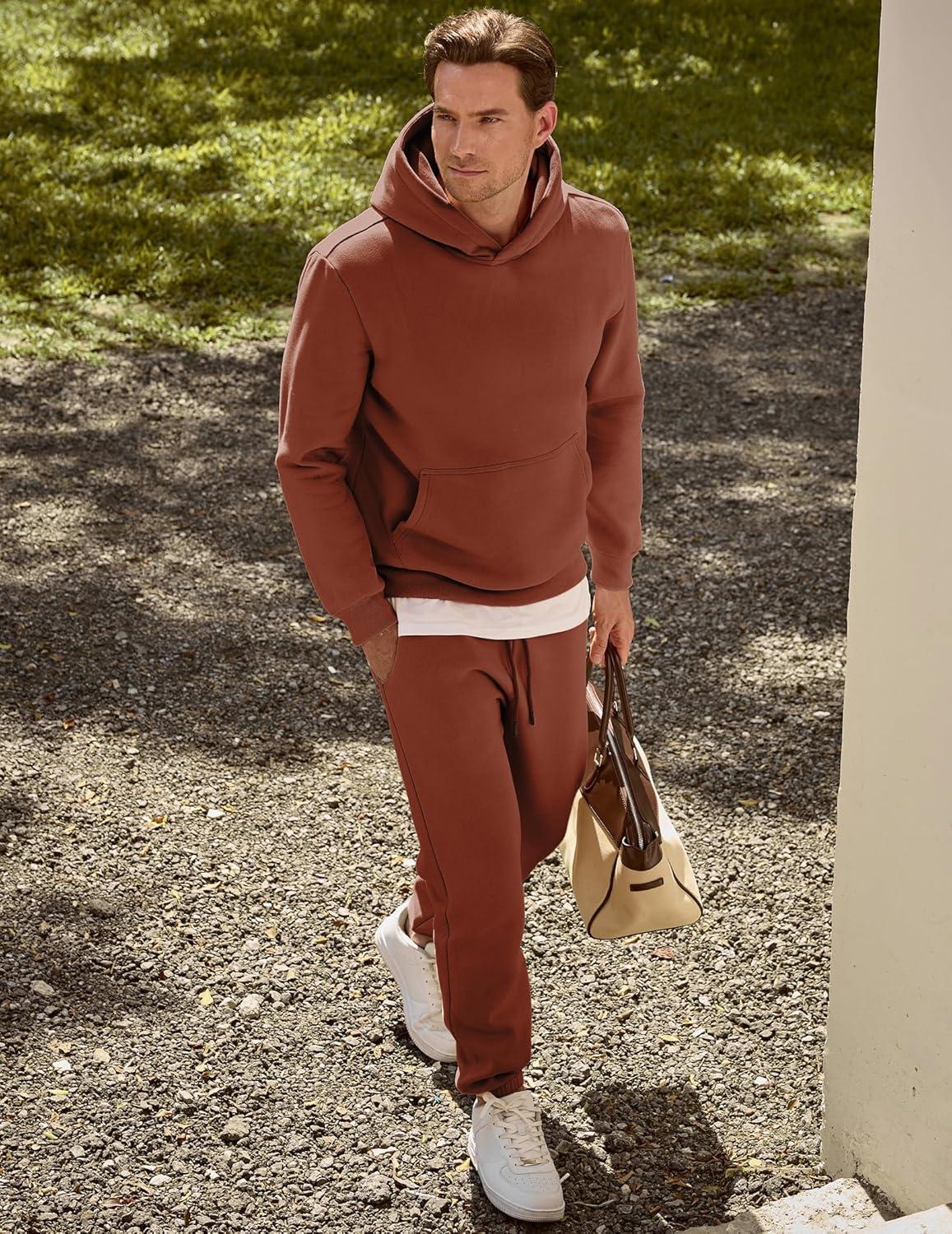 imageJMIERR Mens 2 Piece Outfits Hoodie Sweatshirt Tracksuit ampamp Joggers Sweatpants Sweatsuit SetCaramel