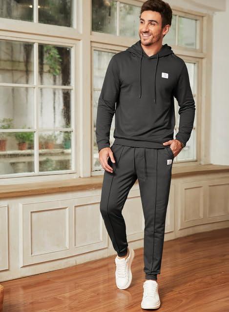 imageJMIERR Mens 2 Piece Outfits Hoodie Sweatshirt Tracksuit ampamp Joggers Sweatpants Sweatsuit SetDark Grey
