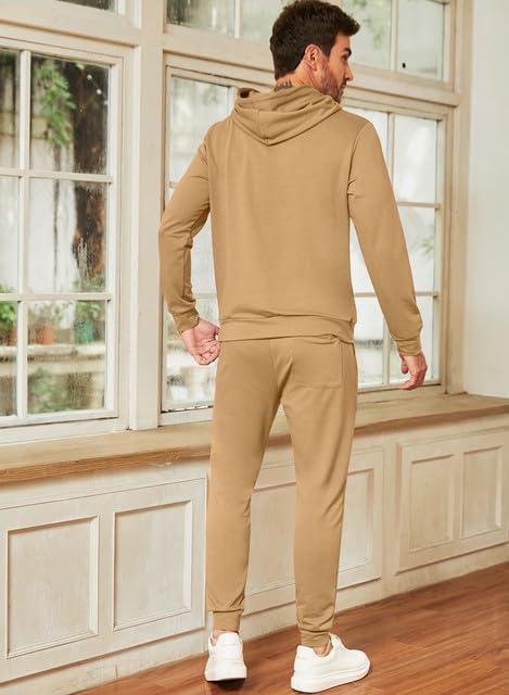 imageJMIERR Mens 2 Piece Outfits Hoodie Sweatshirt Tracksuit ampamp Joggers Sweatpants Sweatsuit SetFlaxen