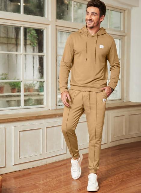 imageJMIERR Mens 2 Piece Outfits Hoodie Sweatshirt Tracksuit ampamp Joggers Sweatpants Sweatsuit SetFlaxen