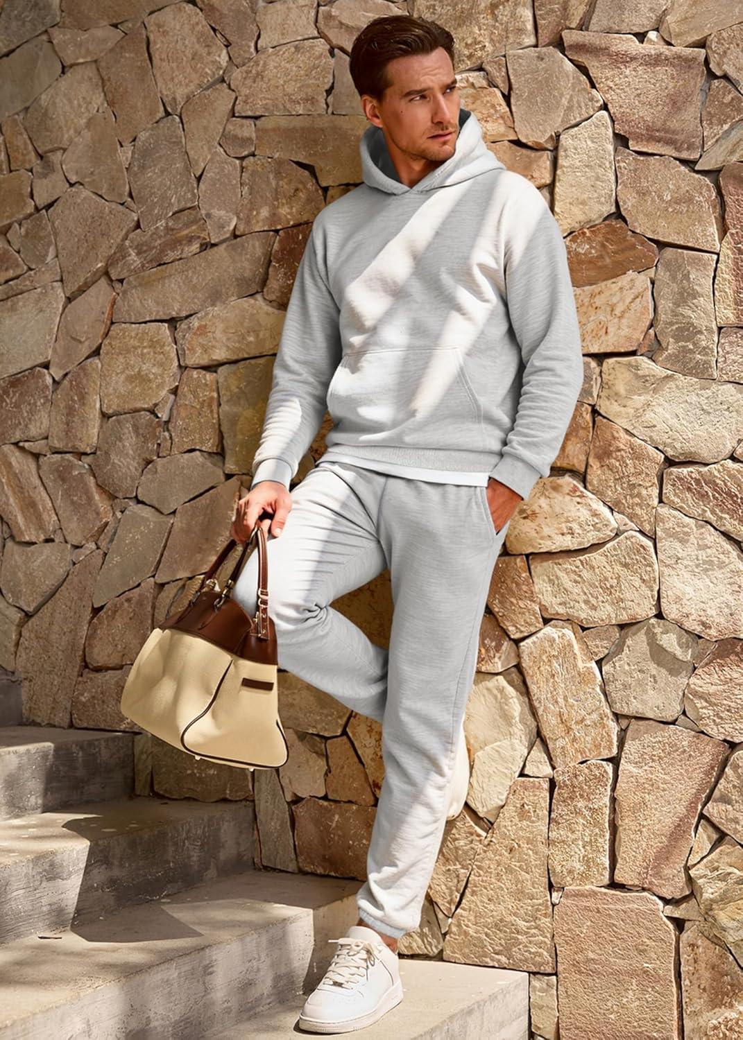 imageJMIERR Mens 2 Piece Outfits Hoodie Sweatshirt Tracksuit ampamp Joggers Sweatpants Sweatsuit SetLight Grey