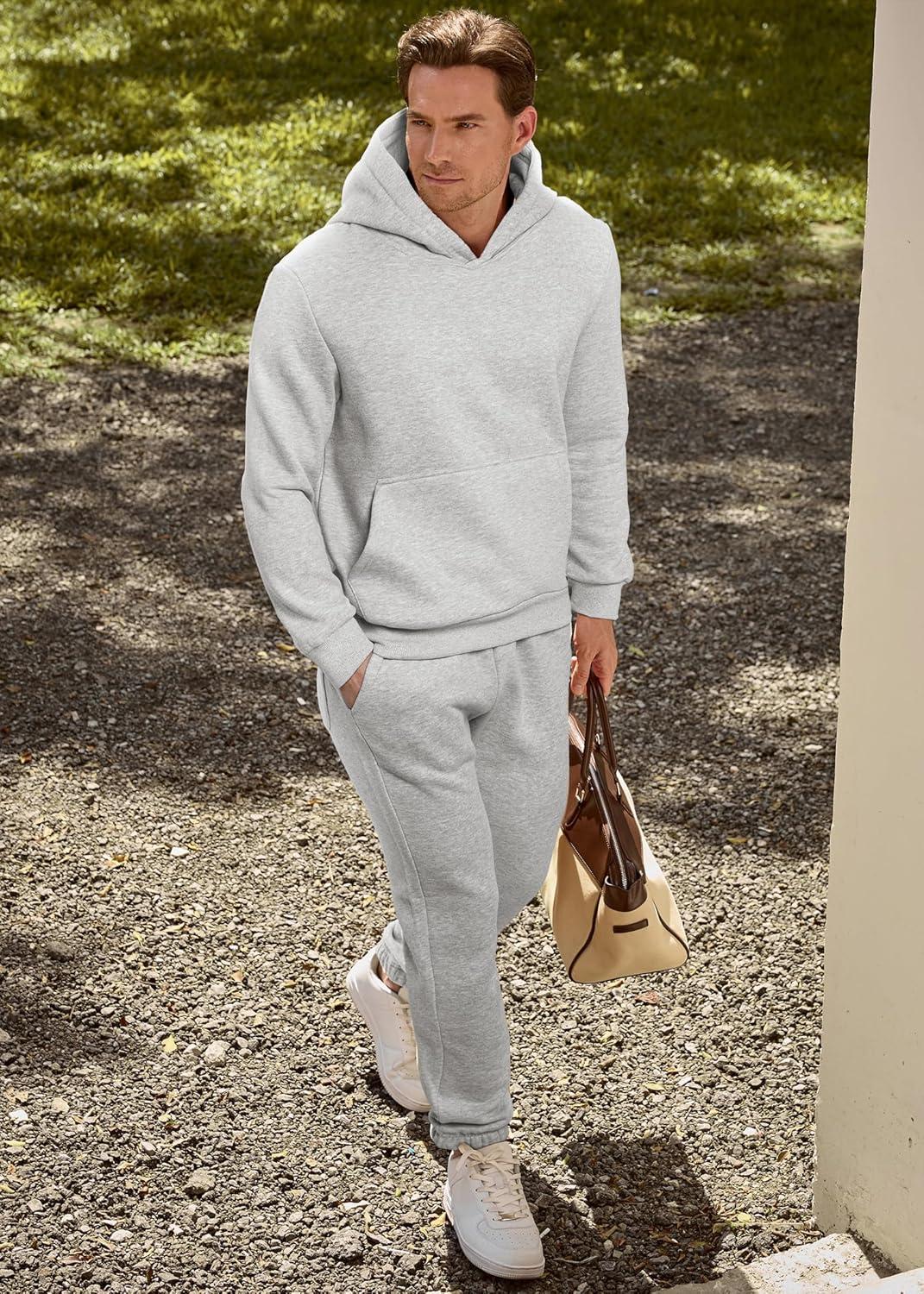 imageJMIERR Mens 2 Piece Outfits Hoodie Sweatshirt Tracksuit ampamp Joggers Sweatpants Sweatsuit SetLight Grey