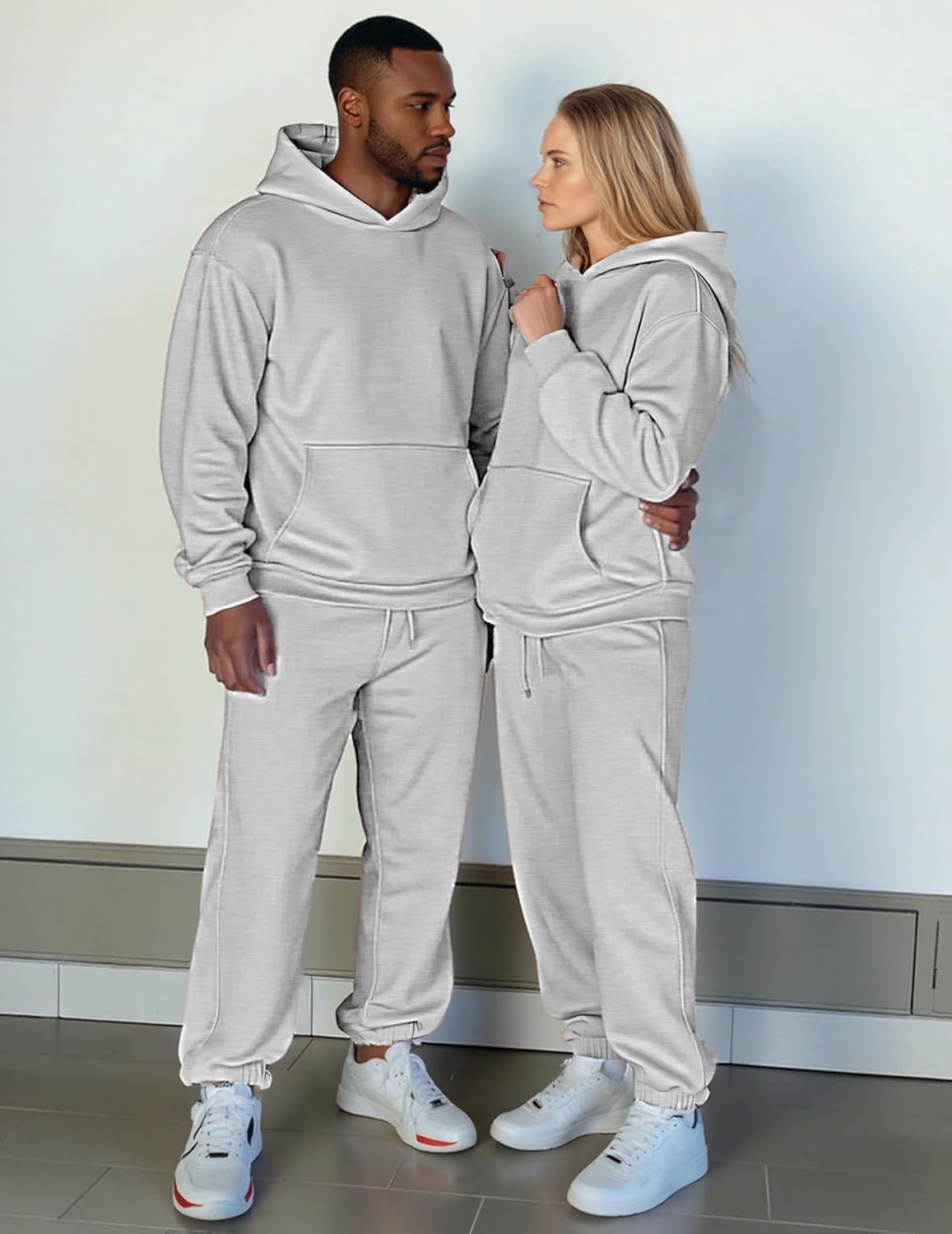 imageJMIERR Mens 2 Piece Outfits Hoodie Sweatshirt Tracksuit ampamp Joggers Sweatpants Sweatsuit SetLight Grey