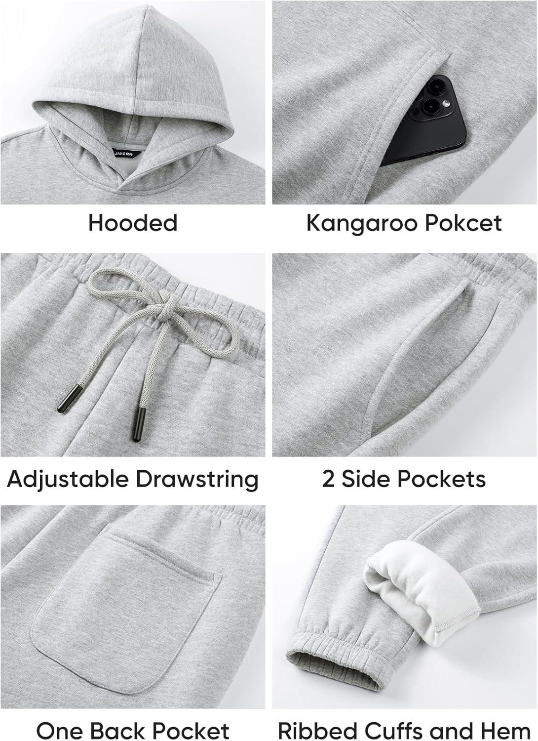 imageJMIERR Mens 2 Piece Outfits Hoodie Sweatshirt Tracksuit ampamp Joggers Sweatpants Sweatsuit SetLight Grey