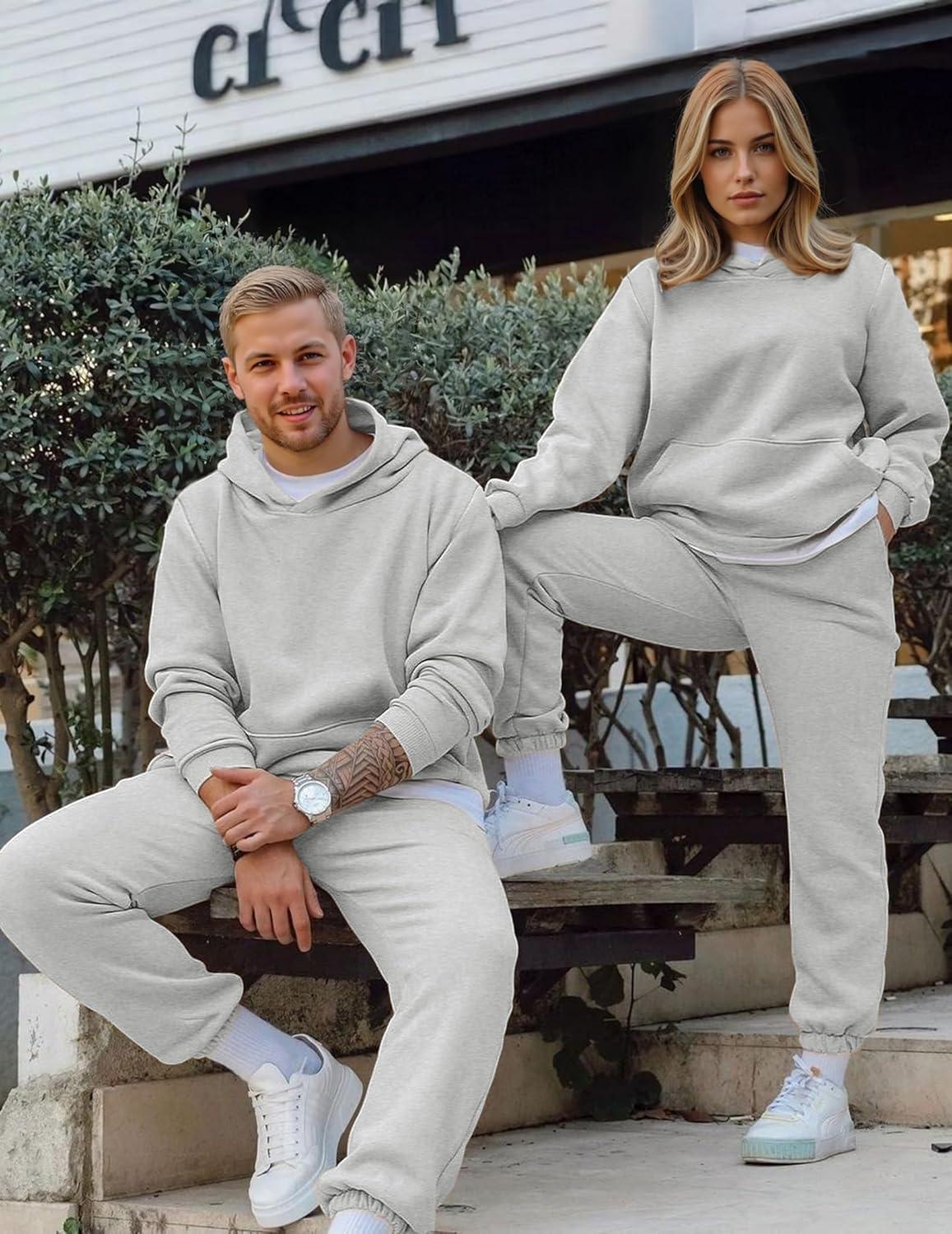 imageJMIERR Mens 2 Piece Outfits Hoodie Sweatshirt Tracksuit ampamp Joggers Sweatpants Sweatsuit SetLight Grey