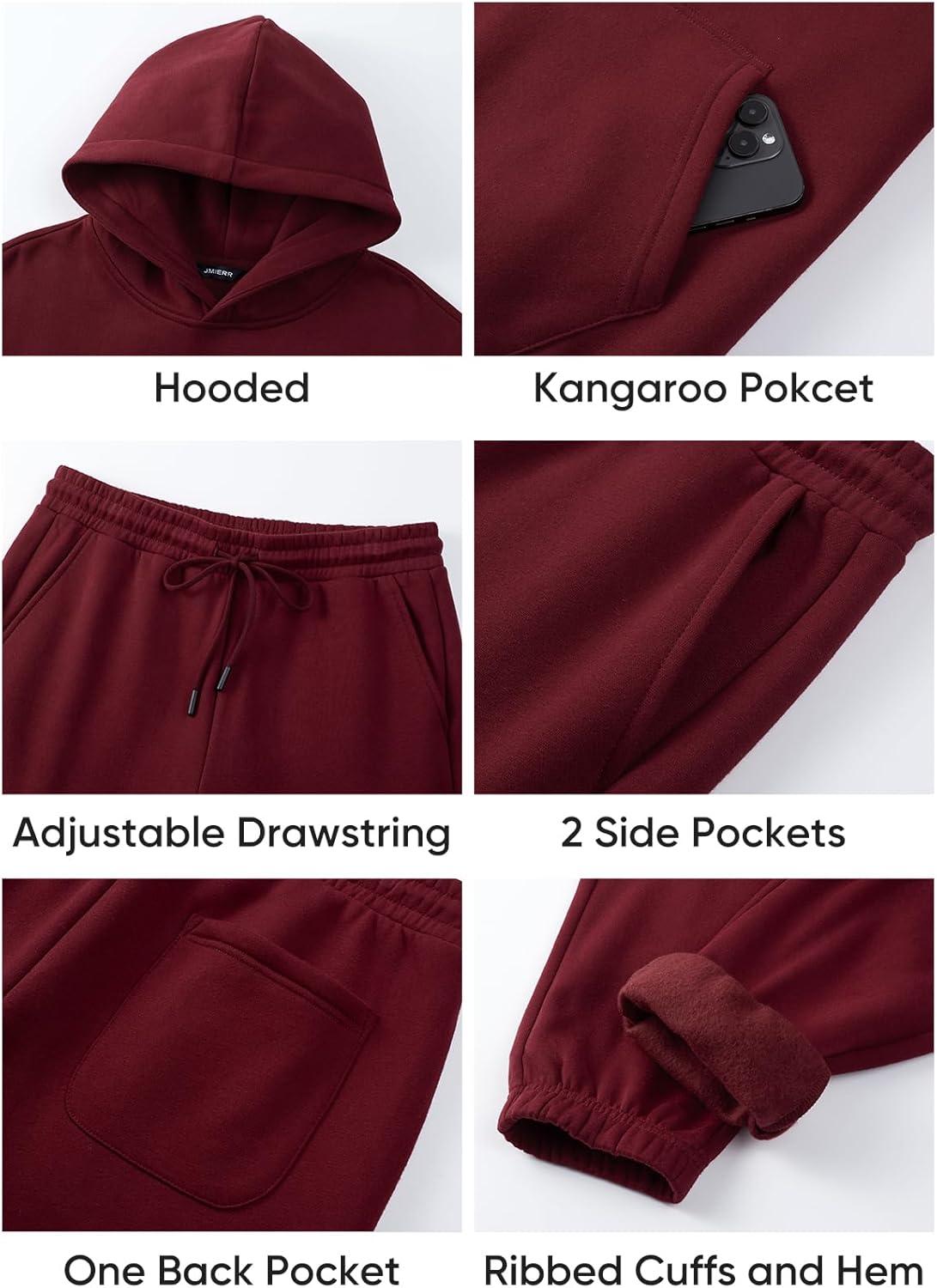 imageJMIERR Mens 2 Piece Outfits Hoodie Sweatshirt Tracksuit ampamp Joggers Sweatpants Sweatsuit SetRed