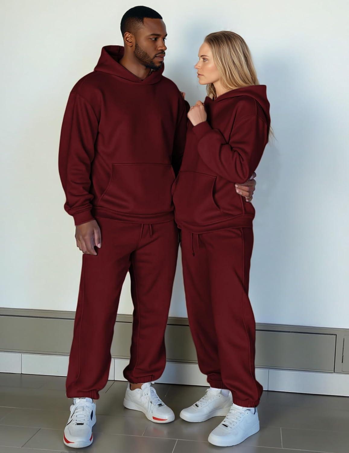 imageJMIERR Mens 2 Piece Outfits Hoodie Sweatshirt Tracksuit ampamp Joggers Sweatpants Sweatsuit SetRed