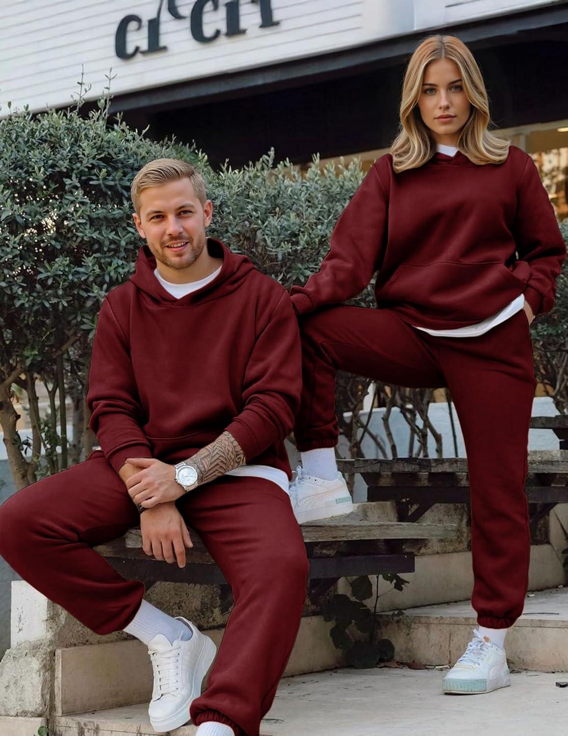 imageJMIERR Mens 2 Piece Outfits Hoodie Sweatshirt Tracksuit ampamp Joggers Sweatpants Sweatsuit SetRed