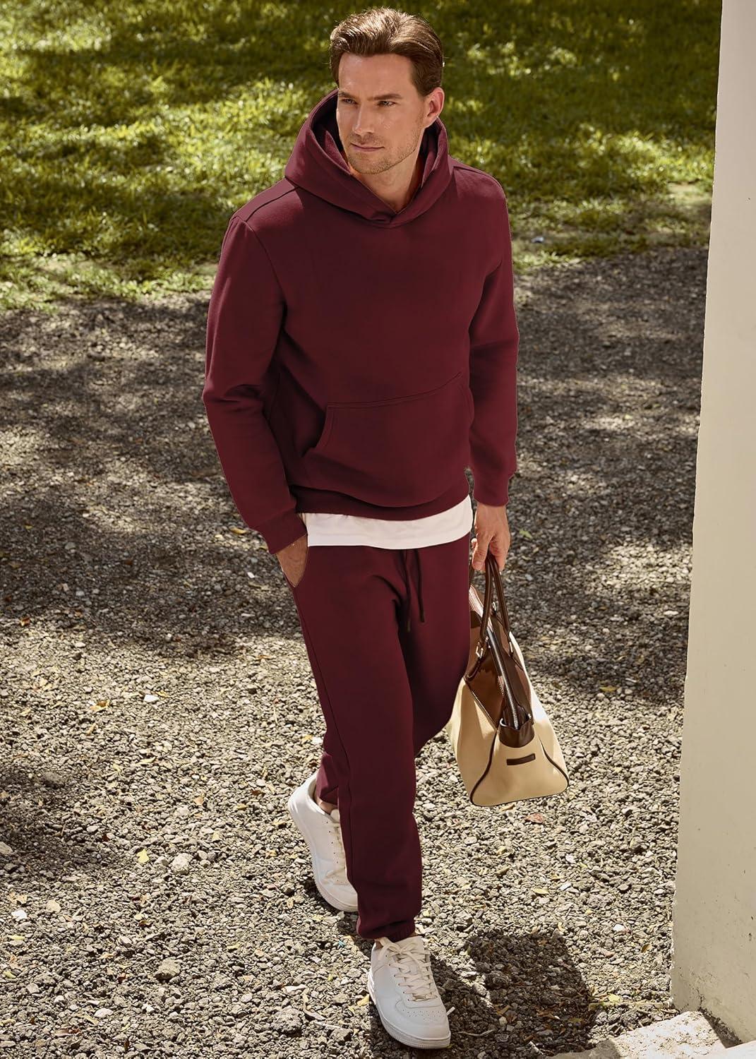 imageJMIERR Mens 2 Piece Outfits Hoodie Sweatshirt Tracksuit ampamp Joggers Sweatpants Sweatsuit SetRed