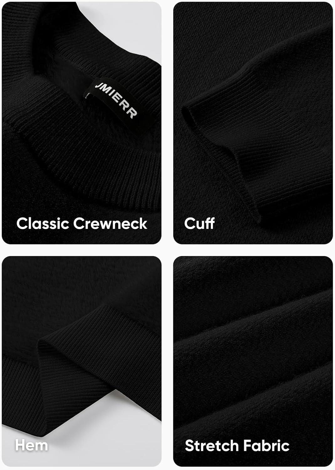 imageJMIERR Mens 2025 Warm Fall Fleece Pullover Knit Sweater Classic Crewneck Long Sleeve Slim Fit Soft Comfy Winter Sweaters0 Black