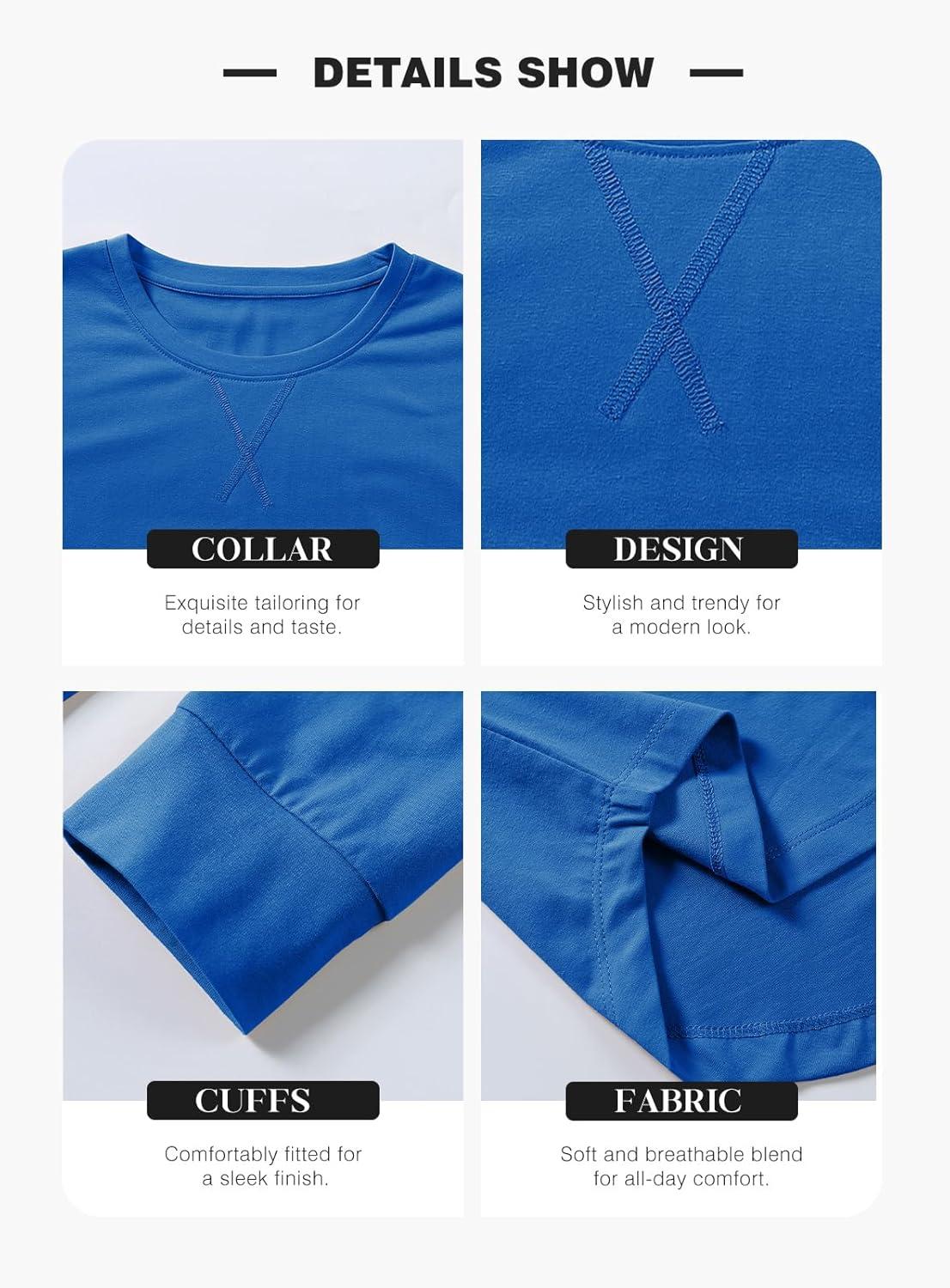 imageJMIERR Mens 3 Pack Cotton Hipster Hip Hop Longline Crewneck TShirtAblackNavy BlueSky Blue