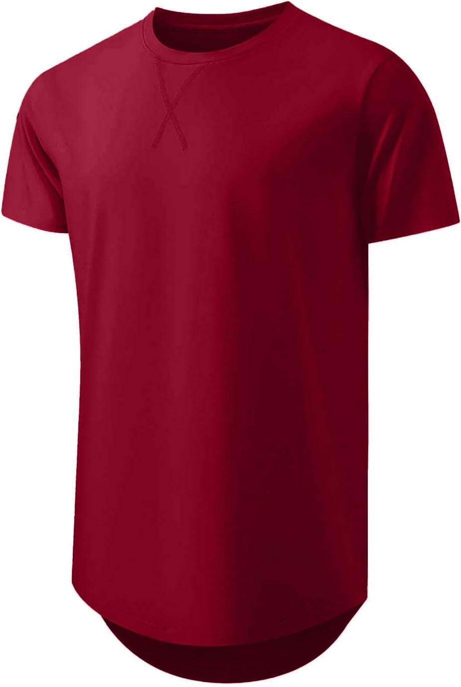 imageJMIERR Mens 3 Pack Cotton Hipster Hip Hop Longline Crewneck TShirtAnavy BlueNavy BlueRed