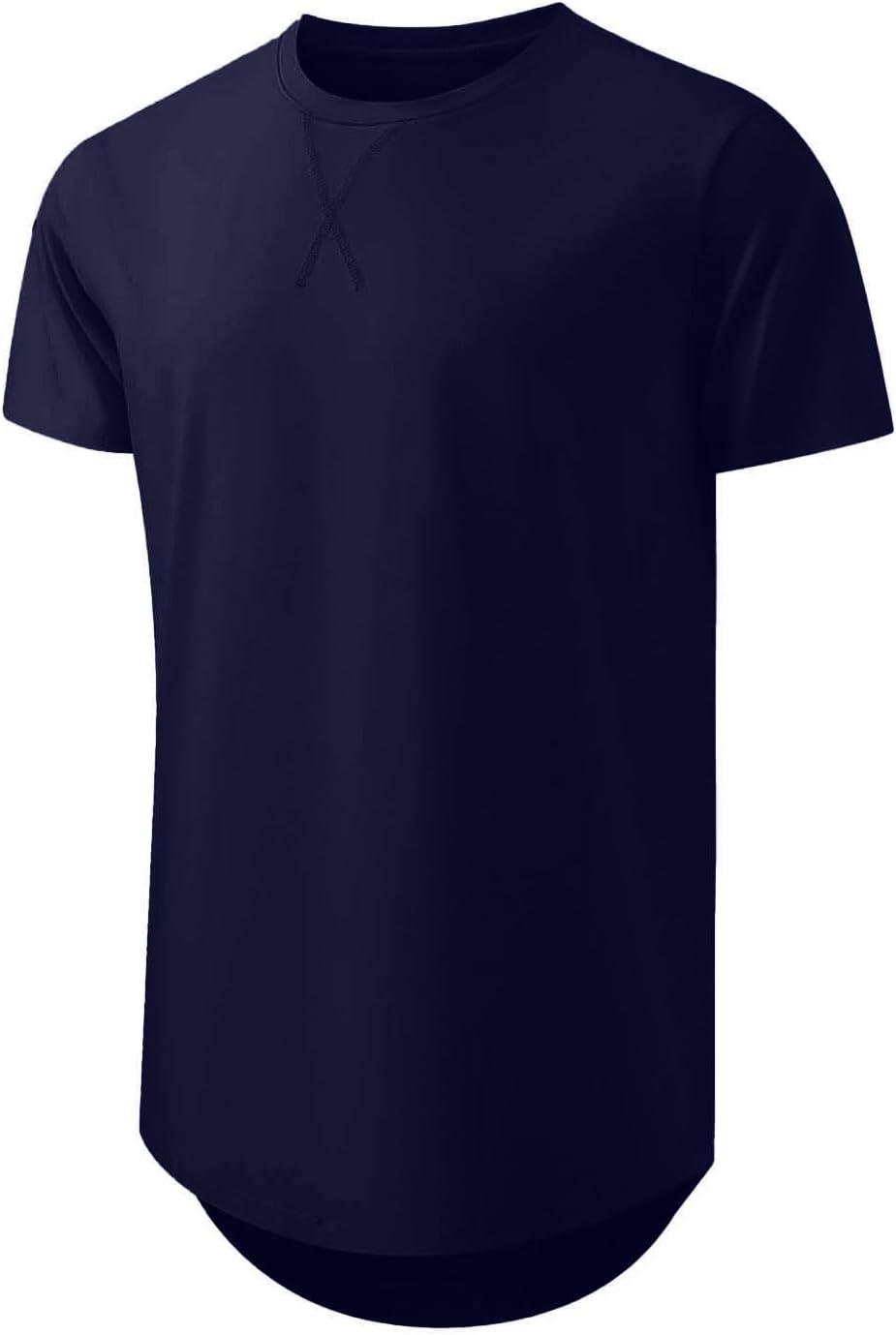 imageJMIERR Mens 3 Pack Cotton Hipster Hip Hop Longline Crewneck TShirtAnavy BlueNavy BlueRed