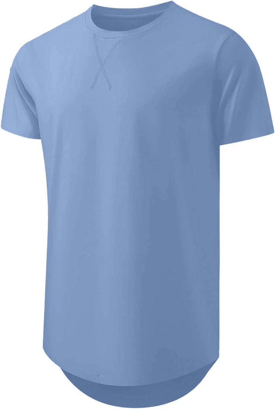 imageJMIERR Mens 3 Pack Cotton Hipster Hip Hop Longline Crewneck TShirtAnavy BlueSky BlueWhite