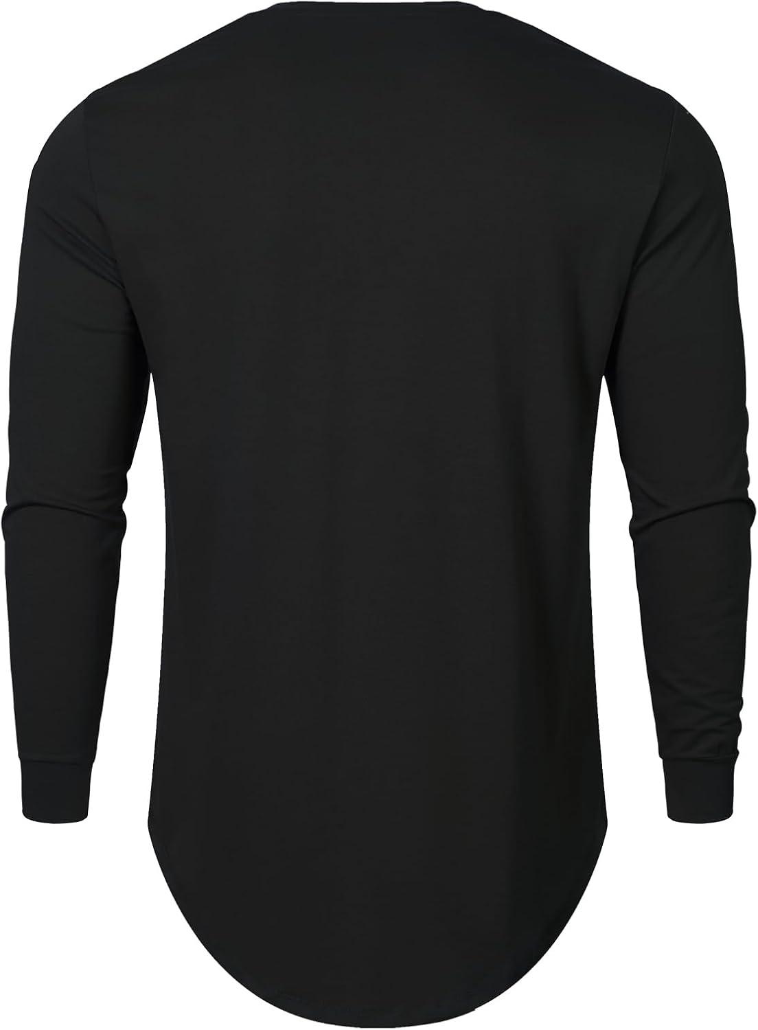 imageJMIERR Mens 3 Pack Cotton Hipster Hip Hop Longline Crewneck TShirtBblackBlackBlack