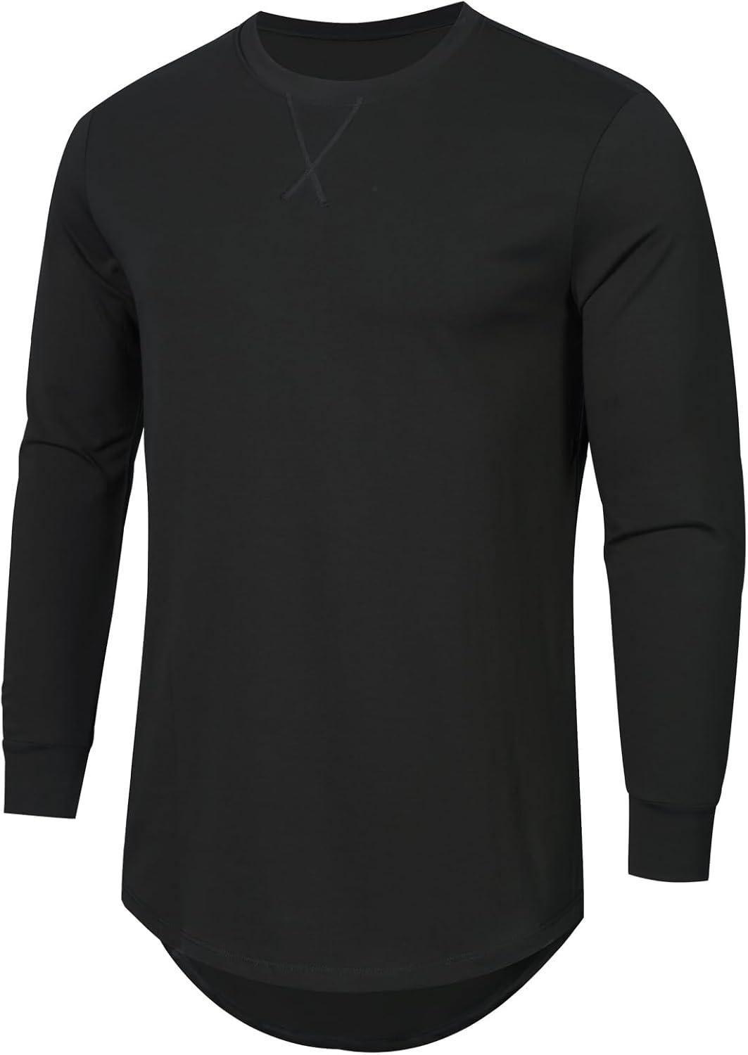 imageJMIERR Mens 3 Pack Cotton Hipster Hip Hop Longline Crewneck TShirtBblackBlackBlack