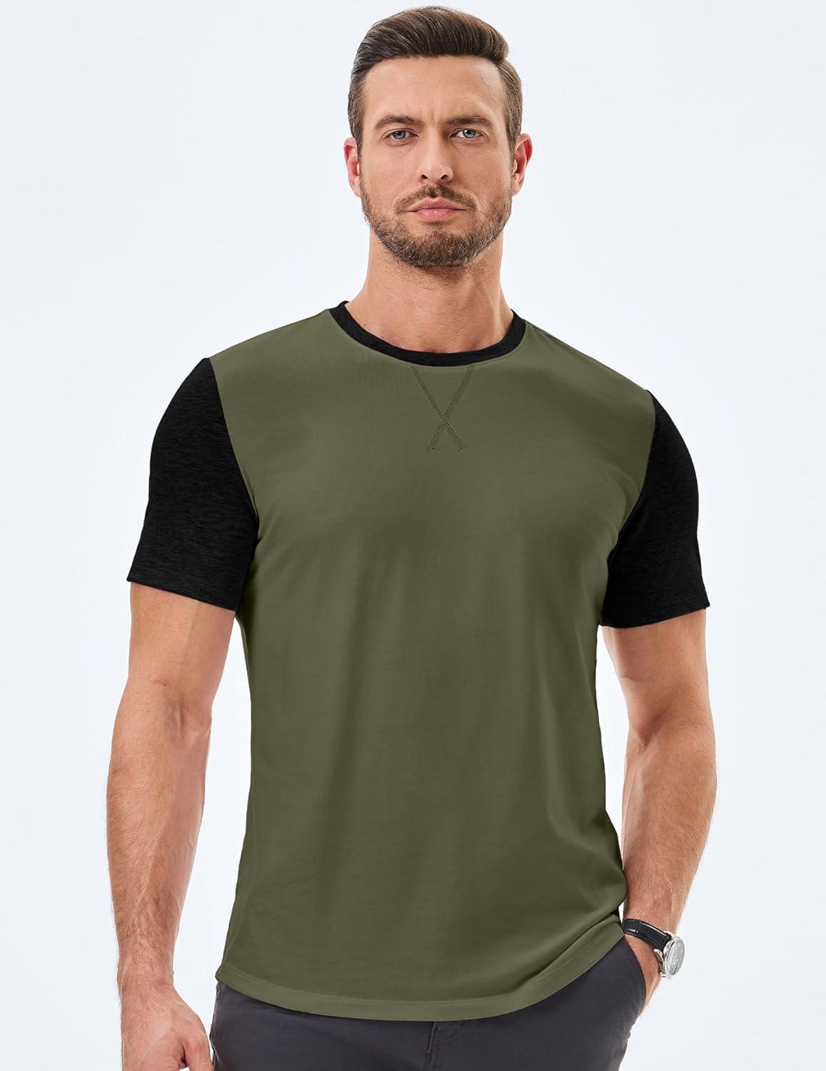 imageJMIERR Mens 3 Pack Cotton Hipster Hip Hop Longline Crewneck TShirtOne Piece Greenblack