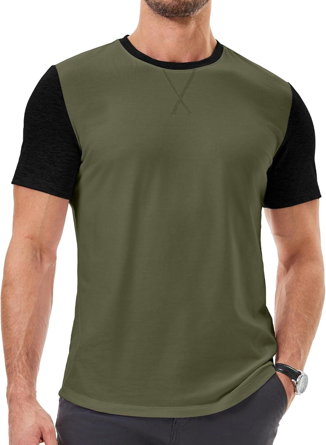 imageJMIERR Mens 3 Pack Cotton Hipster Hip Hop Longline Crewneck TShirtOne Piece Greenblack