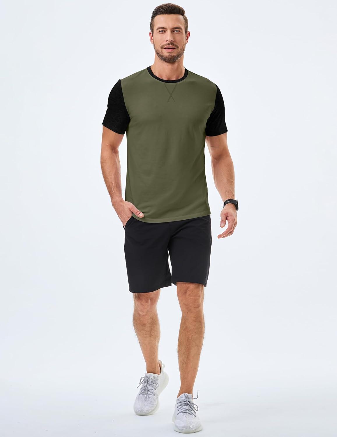 imageJMIERR Mens 3 Pack Cotton Hipster Hip Hop Longline Crewneck TShirtOne Piece Greenblack