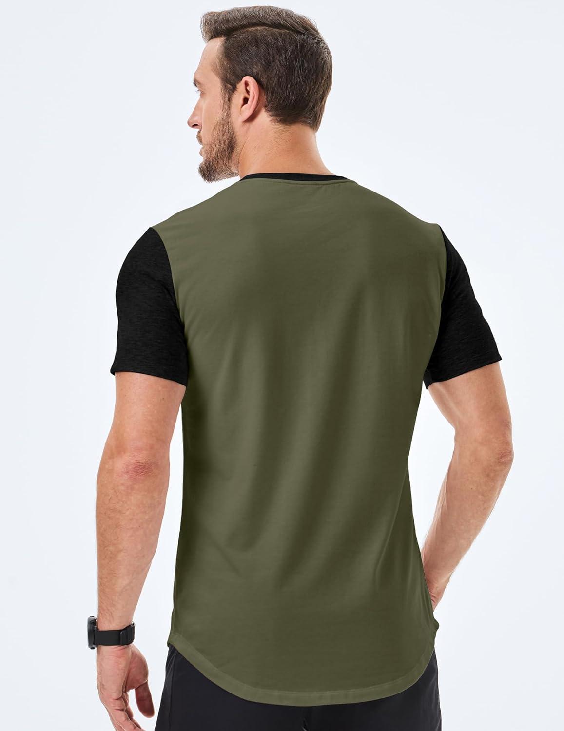 imageJMIERR Mens 3 Pack Cotton Hipster Hip Hop Longline Crewneck TShirtOne Piece Greenblack