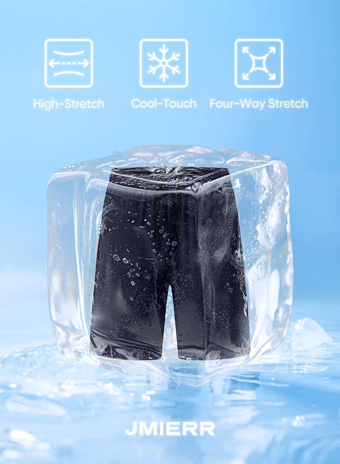 imageJMIERR Mens Athletic Shorts Knit 4 Way Stretch Short with Zipper Pockets Running Workout Sports Gym Lightweight 7quot ShortsNavy Blue