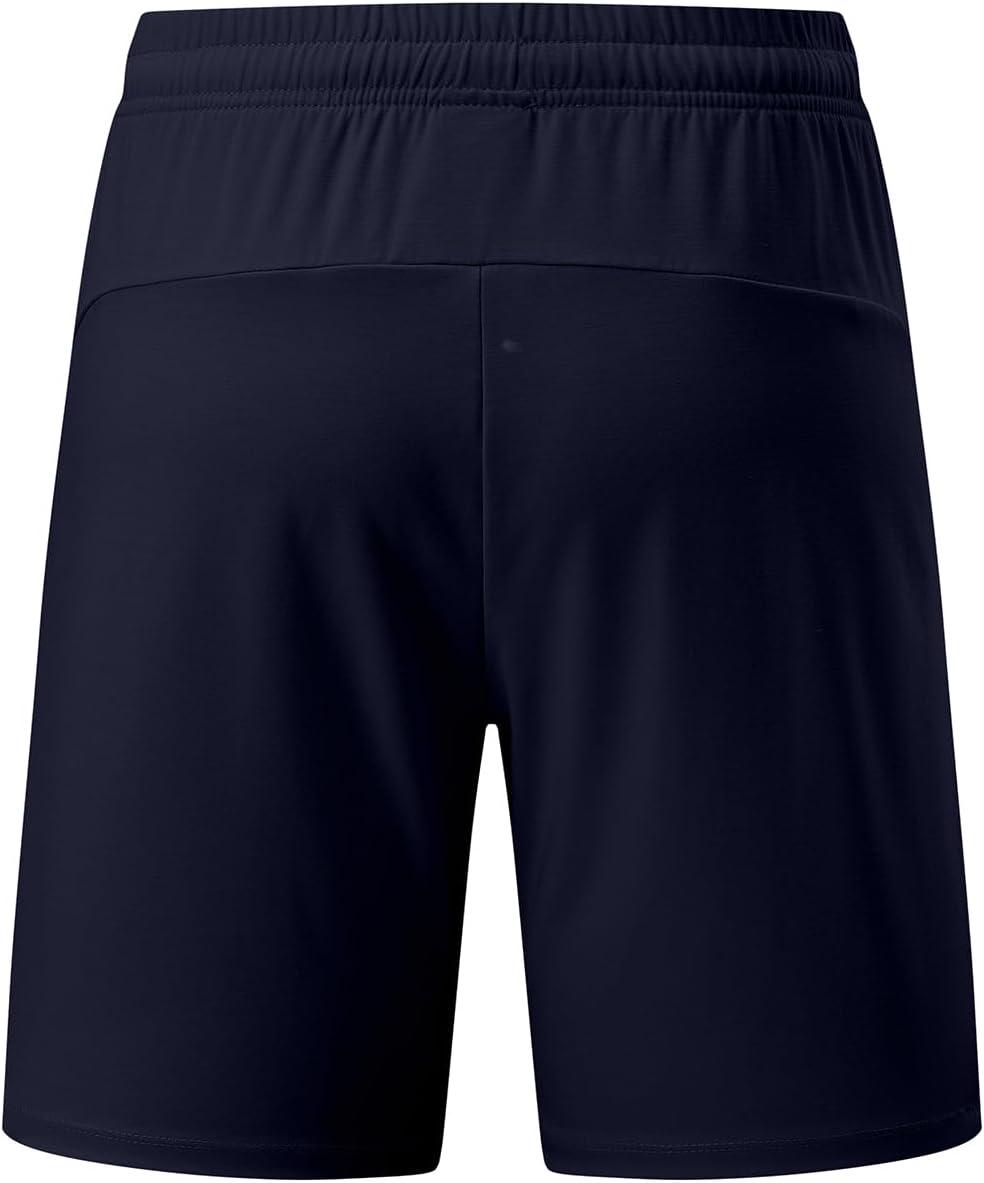 imageJMIERR Mens Athletic Shorts Knit 4 Way Stretch Short with Zipper Pockets Running Workout Sports Gym Lightweight 7quot ShortsNavy Blue