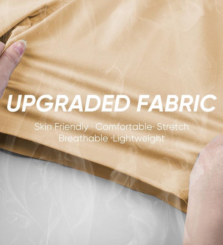 imageJMIERR Mens Casual 5quot 7quot Cotton Linen Shorts Elastic Waist Drawstring Summer Beach Shorts with PocketsF Beige