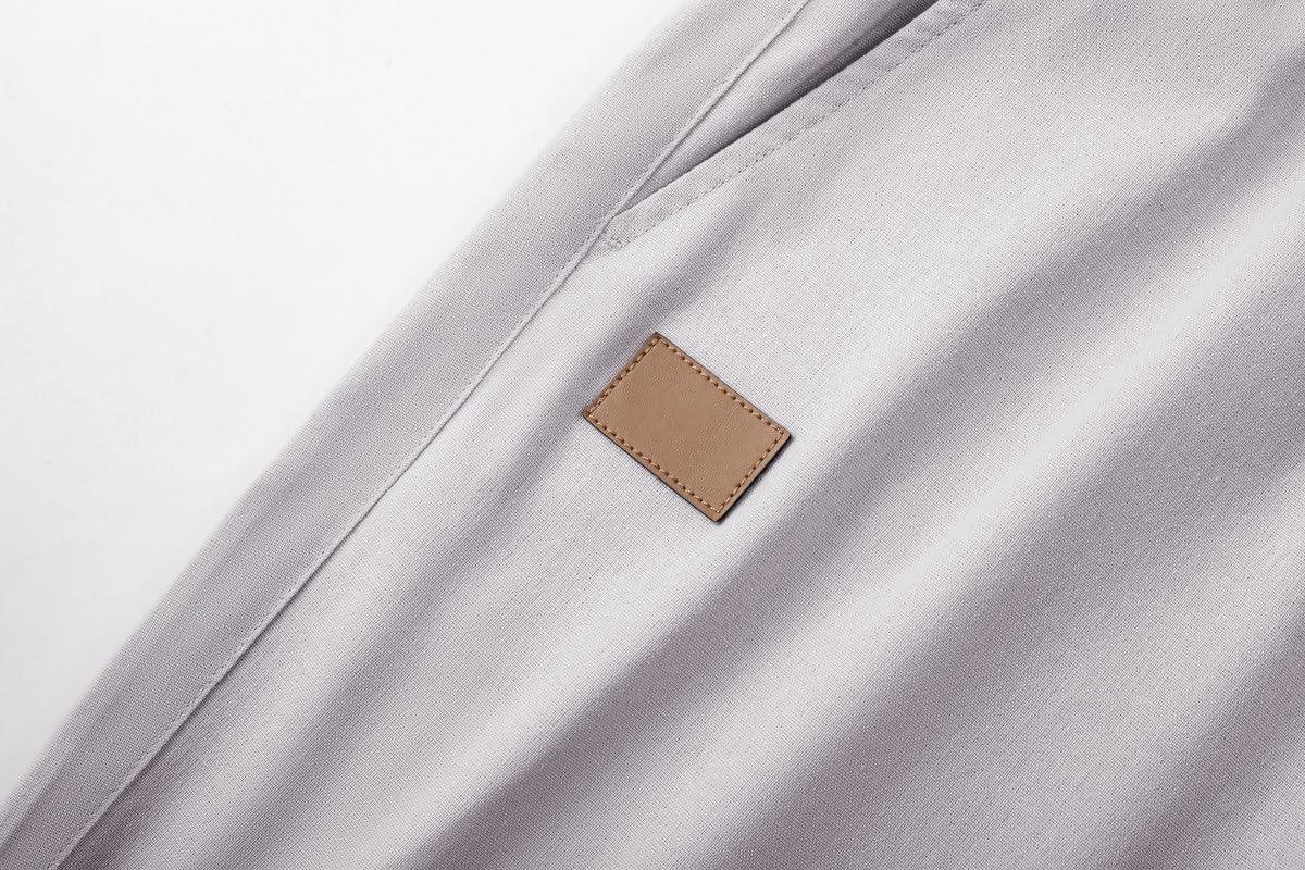 imageJMIERR Mens Casual 5quot 7quot Cotton Linen Shorts Elastic Waist Drawstring Summer Beach Shorts with PocketsF Light Grey