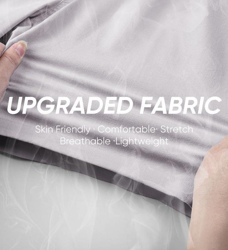 imageJMIERR Mens Casual 5quot 7quot Cotton Linen Shorts Elastic Waist Drawstring Summer Beach Shorts with PocketsF Light Grey