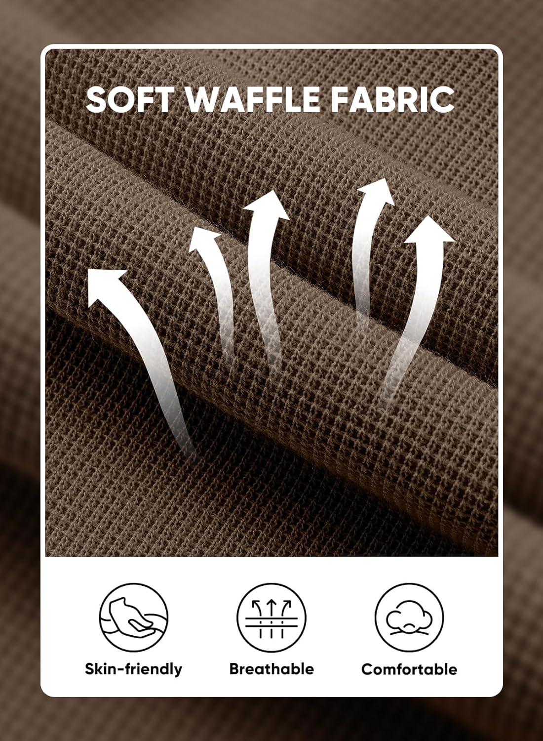 imageJMIERR Mens Casual 5quot 7quot Shorts Waffle Elastic Waist Drawstring Workout Running Jogging Beach Sweat Shorts with PocketsA Light Brown