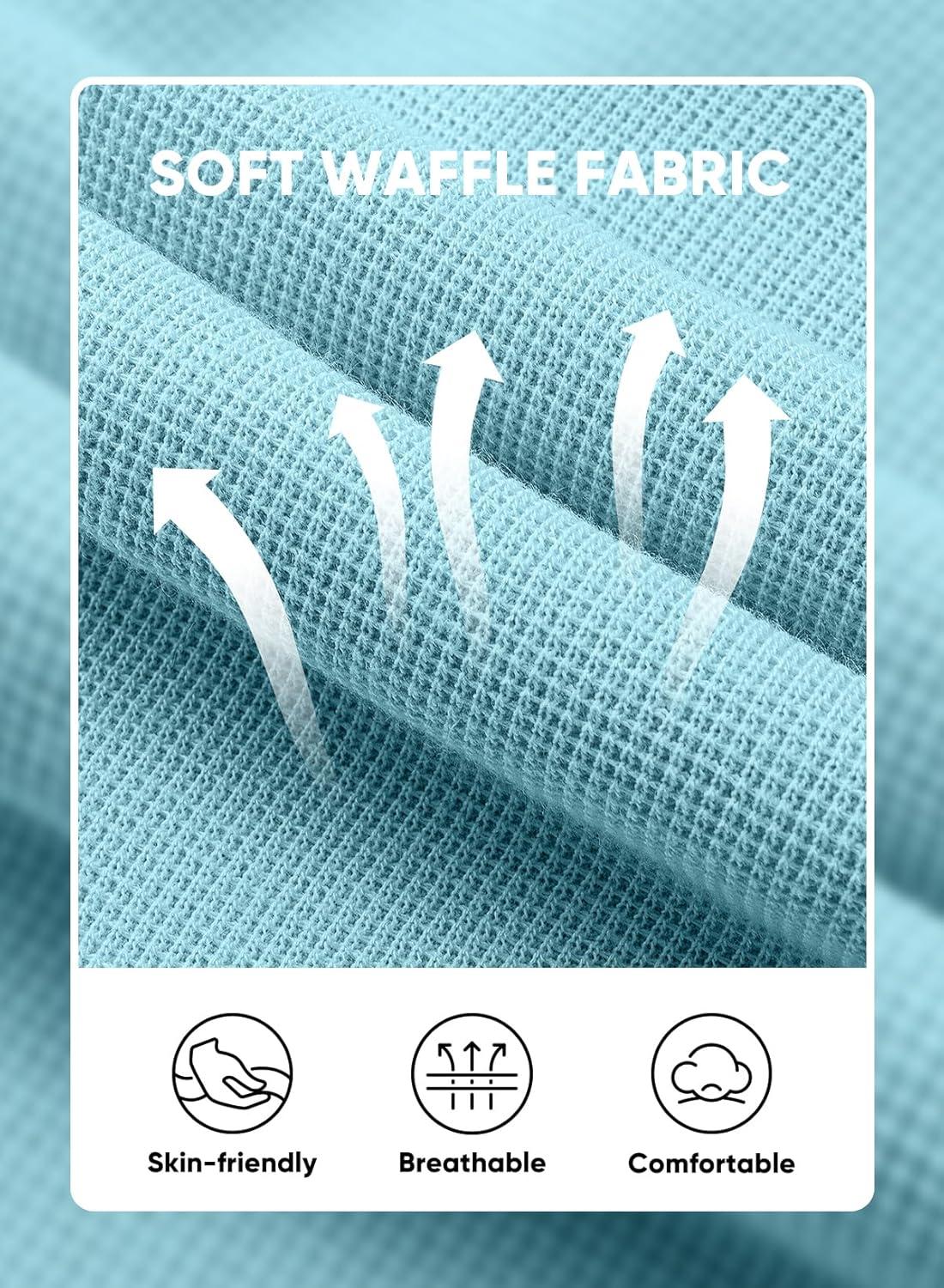 imageJMIERR Mens Casual 5quot 7quot Shorts Waffle Elastic Waist Drawstring Workout Running Jogging Beach Sweat Shorts with PocketsMist Blue