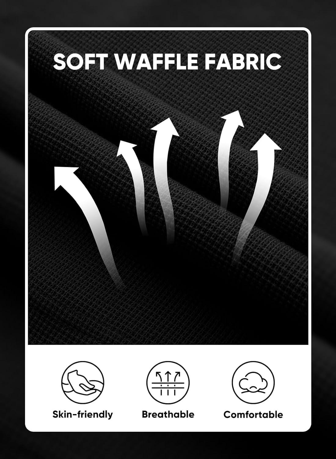 imageJMIERR Mens Casual 5quot 7quot Shorts Waffle Elastic Waist Drawstring Workout Running Jogging Beach Sweat Shorts with PocketsP Black