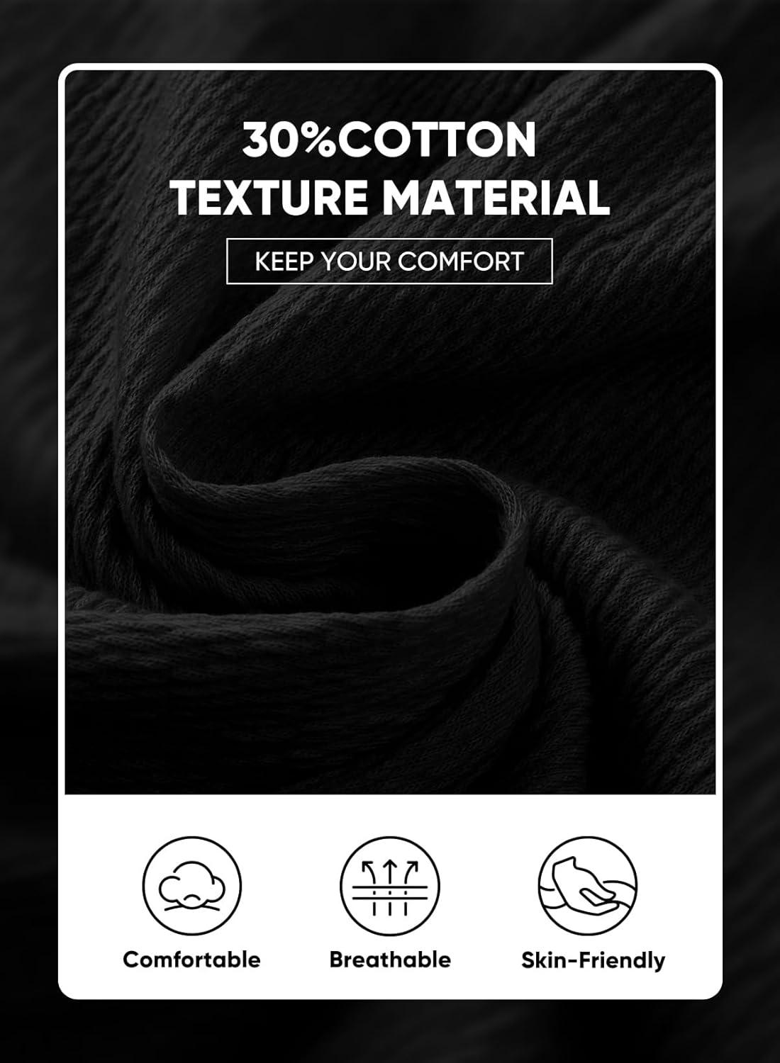 imageJMIERR Mens Casual 7quot Shorts Cotton Elastic Waist Drawstring Summer Texture Stretch Beach Shorts with PocketsBlack