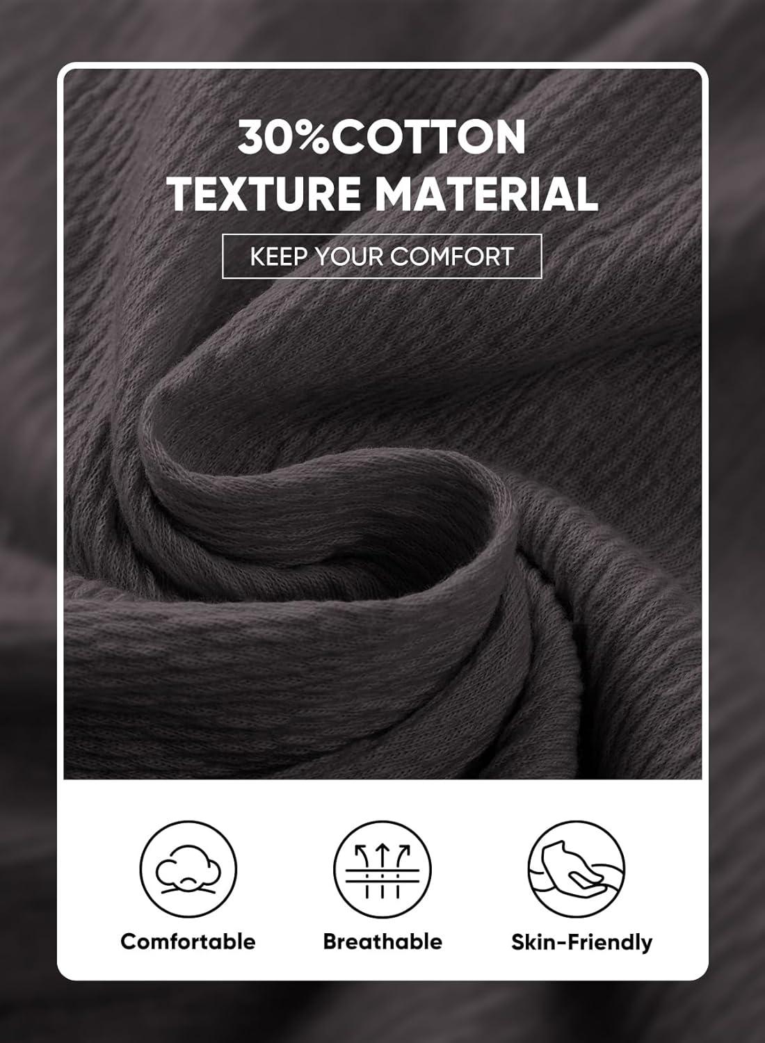 imageJMIERR Mens Casual 7quot Shorts Cotton Elastic Waist Drawstring Summer Texture Stretch Beach Shorts with PocketsBrown Grey