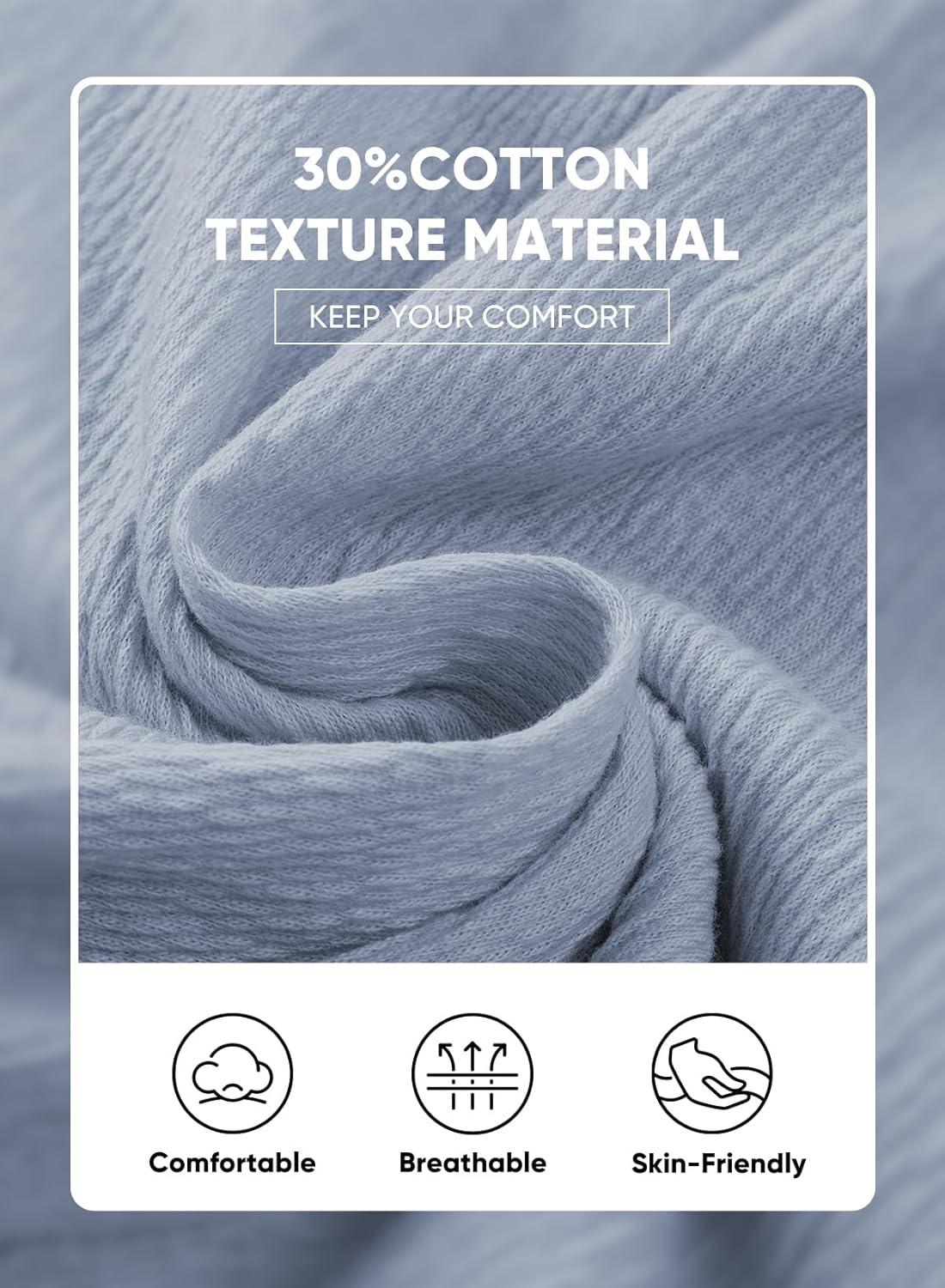 imageJMIERR Mens Casual 7quot Shorts Cotton Elastic Waist Drawstring Summer Texture Stretch Beach Shorts with PocketsDusk Blue